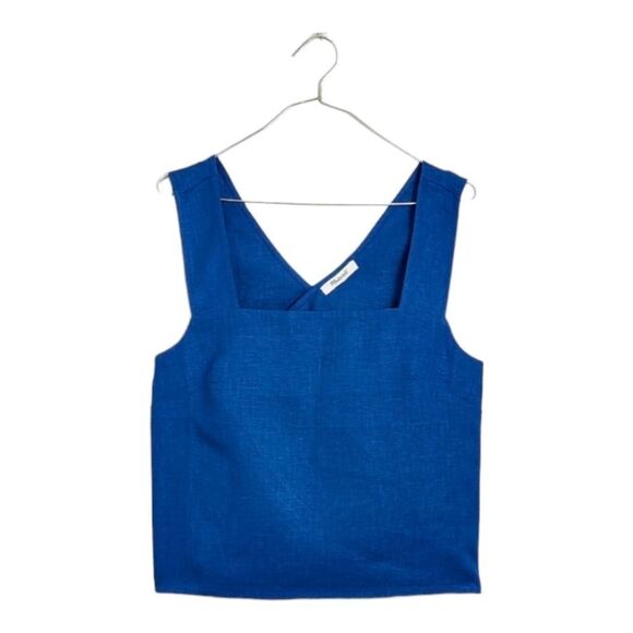 Madewell NWT Linen Crossback Top sz 0 in Bluestone - Picture 7 of 11